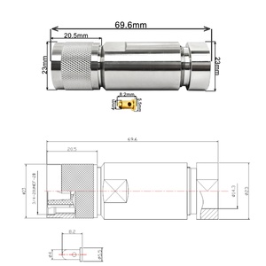 Connecteur coaxial RF plaqué argent haute performance HN <span class=keywords><strong>m</strong></span>âle pour câble coaxial LMR600/12D <span class=keywords><strong>FB</strong></span> - Product Image 1