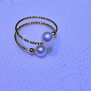 Zhuji Luxury Freshwater Pearl <b>Ring</b> 5-6mm Round Flawless Aurora 18K Plating Pure Silver Inlay with Adjustable <b>Opening</b> Elasticity - Product Image 4