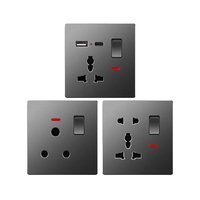 Sakelar & Stopkontak Dinding PC Smart Room dengan Kontrol Suara, Gaya Modern, untuk Lampu, Tirai, TV, AC