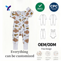 Ensemble de pyjamas pour bébé en viscose de bambou avec double fermeture éclair YKK OEM ODM, combinaison intégrale pour bébé