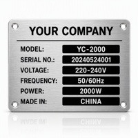 Plaque signalétique en métal brossé, plaque de données personnalisée, étiquette de spécification, quatre trous pour vis, pour machines industrielles