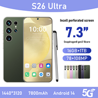 Smartphone S26 Ultra 5G, écran 7,3 pouces 120 Hz, Android 14, 16 Go de RAM, 1 To de stockage, batterie 7800 mAh, appareil photo 108 MP, Snapdragon 8 Gen4 Dual