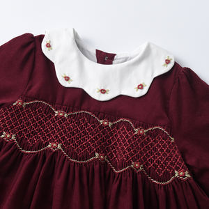 Vestiti per bambini abiti per bambine <span class=keywords><strong>abito</strong></span> Smocked a mano inverno natale abbigliamento per bambini vestiti da bambina a maniche lunghe - Product Image 3