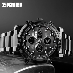 Reloj Digital Skmei 1389 Deportivo de Acero Inoxidable para Hombre con 3 Horarios y Cronómetro Regresivo, Reloj de Negocios con Diseño Lujoso de Caricatura - Product Image 3