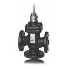 Vanne de régulation à trois voies Siemens à raccordement par bride DN80 PN25 en fonte, à inversion de sens de débit linéaire, norme allemande - Product Image 1