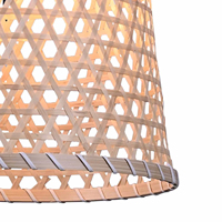 Luzete Lámpara Colgante de Techo de Bambú Ecológica de 120 CM con Superficie de Acero, Diseño Moderno y Elegante, Control por Interruptor, Para el Hogar