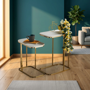Luxury Design <b>Gold</b> White Color End <b>Table</b> Modern Bedroom Furniture Metal <b>Side</b> <b>Tables</b> for Living Room - Product Image 4