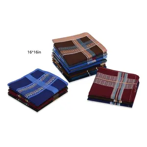 Handkerchief Manufacturer Bulk Wholesale Cheap Cotton Yarn Dyed Pocket Square Custom Jacquard Handkerchiefs For Men