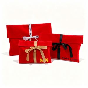 Custom Logo Luxury Pink Velvet Envelope <b>Clothes</b> Cosmetic <b>Storage</b> Bag for Handbag Reusable Wallet Belt Gift Packing Dust Pouch - Product Image 1
