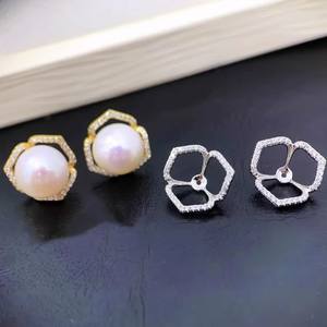 22432 Accesorios de Plata S925 para DIY con Perlas de 8-9mm y Base Vacía de Doble Uso para Pendientes, Fornituras de Joyería de 25mm - Product Image 3