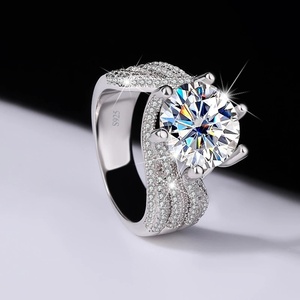 5 Carat Moissanite <strong>Eternity</strong> <strong>Ring</strong> 925 Sterling <strong>Silver</strong> Fashion Trendy Light Luxury Design for Senior Ladies - Product Image 2
