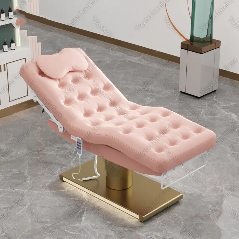 Lettino da massaggio rosa moderno di lusso lettino da spa cosmetico letto elettrico a 4 motori per salone di bellezza per il viso in vendita