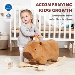 Capybara kuda goyang kayu untuk balita, boneka coklat lucu usia 1 tahun, pakaian anak laki-laki natal ulang tahun - Product Image 3