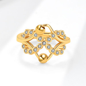 Bague à perles rotatives sertie de zircons, en cuivre plaqué or, motifs croix infinie, bijoux anti-anxiété pour femmes - Product Image 6
