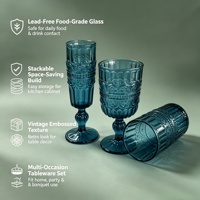Ensemble de verres vintage en verre bleu gaufré, comprenant un gobelet à pied et un verre à pied, verres à boire colorés pour la maison, les mariages, les fêtes, la table, et comme cadeau
