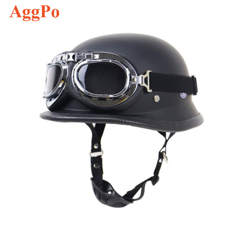 Casco Vintage Moto Casco Jet Retrò Vintage - Mezzo Casco Con Occhiali Per Moto, Scooter, Cruiser, Omologato DOT/ECE Mezzo Casco Vintage Unisex
