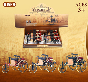 Modèle réduit de voiture classique vintage Ben Patent-Motorwagen à l'échelle 1:28, en métal moulé sous pression, avec son et lumière, jouet à tirer en arrière à 2 portes - Product Image 2