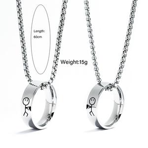 Petit collier de marieur polyvalent pour couple principalement en acier inoxydable de style punk en acier inoxydable Collier à anneaux en acier inoxydable Chaîne de chandail - Product Image 5