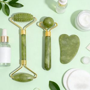 Outils de massage corporel et facial en jade naturel, germanium et quartz rose, rouleaux pour les yeux en jade blanc - Product Image 4