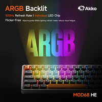 Clavier mécanique sans fil magnétique AKKO MOD68 HE pour le gaming, disposition US-ANSI, taux de polling 8000 Hz, RT 0,005 mm, aluminium CNC