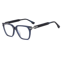 25214A Monture de lunettes carrée classique et élégante pour hommes, en acétate, avec charnière à ressort, logo personnalisé