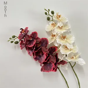 Nuevo diseño de gama alta 3D 9 cabezas Phalaenopsis seda Artificial púrpura Rosa Flor de ocid para la decoración del hogar de la boda - Product Image 5