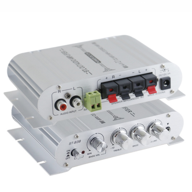 ST-838 2.1CH Audio Power Amplifier,80W HiFi Stereo Digital Audio Amp with Subwoofer Output Audio Stereo Bass Mini Amplifier