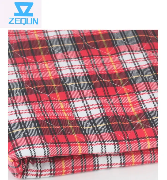 High absorbent tartan bed pads waterproof incontinence washable under pads