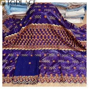 Tissu en Dentelle Polyester <span class=keywords><strong>Bazin</strong></span> <span class=keywords><strong>Riche</strong></span> Nigérian avec Pierres, Ensemble <span class=keywords><strong>Bazin</strong></span> Imprimé <span class=keywords><strong>2022</strong></span> pour Vêtements de Fête - Product Image 6