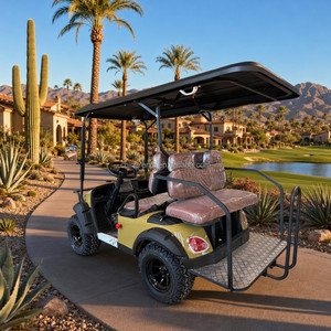 Voiturette <span class=keywords><strong>de</strong></span> golf électrique 4 places personnalisable avec marchepied arrière pliable, véhicule à basse vitesse pour navettes <span class=keywords><strong>de</strong></span> visites en résidences et parcs communautaires - Product Image 1