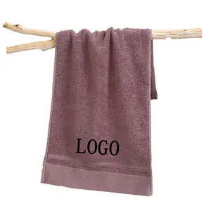 Hot Selling Private Label Bamboo 35*75 cm Brown Cotton Face towels For Beauty Spa