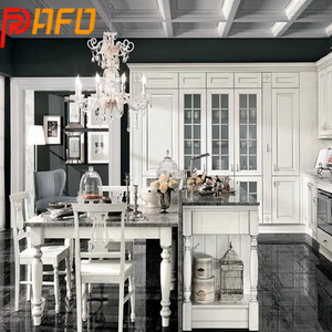 مطبخ فاخر مخصص بسطح رخامي مع جزيرة، أثاث مطبخ كامل على الطراز الأمريكي، خزائن مطبخ بيضاء أوتوماتيكية - Product Image 6