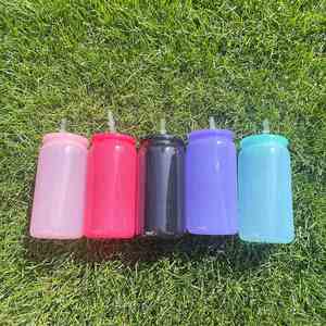 <b>Macaron</b> Colorful Drinking Tumblers 5 Colors Mixed 16Oz Plastic Soda Can - Product Image 1