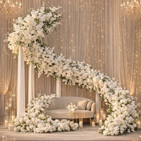 Décoration de mariage, chemin de fleurs artificielles en cascade de qualité supérieure pour hall d'hôtel, avec un mélange luxueux d'hortensias et de roses