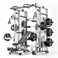 Machine Smith Commerciale Multifonctionnelle, Réglable, Durable et Pliable, avec Crossover à Câbles Métalliques, Banc de Musculation et Rack à Squat pour Usage Intérieur