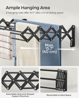 Séchoir à linge mural rétractable et pliable, design accordéon, pour salle de bain, gain de place, organisateur de vêtements