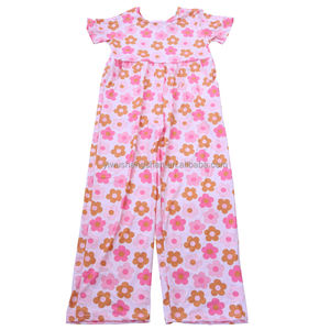 Monos de manga corta para bebés y niños, monos de seda de leche con estampado Floral personalizado de longitud completa Boutique <span class=keywords><strong>Pone</strong></span> <span class=keywords><strong>Piece</strong></span>, monos para niñas - Product Image 6