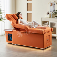 Chaise de salon de luxe inclinable, dossier électrique réglable, levage, lavage de cheveux, bain de pieds, massage thaïlandais, lit de spa pour la tête