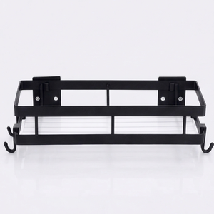 Premium Black <b>Metal</b> <b>Wall</b> Mounted <b>Cabinet</b> Rack with Sturdy Storage Shelves Holder Exclusive Design for Multipurpose Kitchenware - Product Image 1