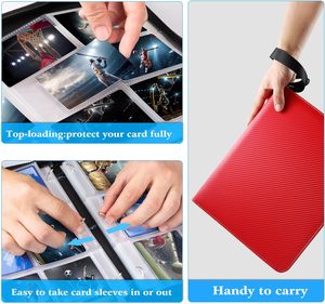 Màu đỏ bóng chày/bóng đá thẻ chất kết dính 900 túi dây kéo Mang trường hợp hai mặt tay áo giao dịch chủ thẻ nộp hồ sơ WO-CB-9-7 - Product Image 6