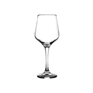 China wholesale high quality good polished glassware cup cheap classic drinking juice stemware 410ml hand made glass goblet