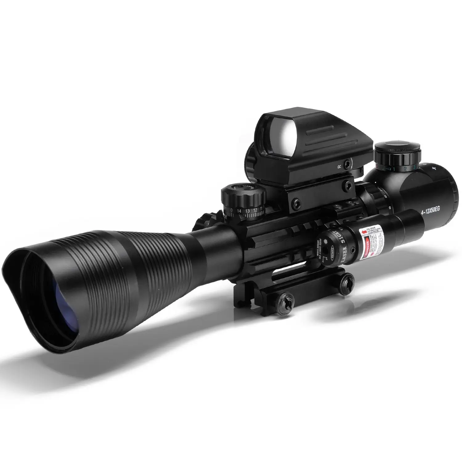 Spike Scope C4-16x50EG Dual beleuchtet mit Tactical 4 Reticle Red Dot Visier und Red Sight, 3 in 1 Combo Scope