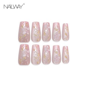 נייוויי ארון ארוך בינוני מסמרים אקרילי מסמר שקר טיפים דבק לשימוש חוזר על הציפורניים עבור נשים מניקור קישוט - Product Image 3