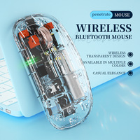 Nouvelle souris sans fil USB à 2 boutons, transparente, double BT5.1 2.4G 2400 DPI, magnétique, amovible pour PC PS4 PS5