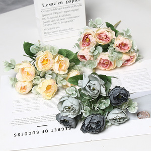 ดอกโบตั๋นประดิษฐ์ Lichao 6 หัว ดอกไม้ผ้าไหม สำหรับตกแต่งงานแต่งงานและบ้าน - Product Image 3