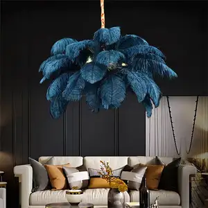 2024 Momdern idea LED beside Ostrich feather hanging light pendant lamp