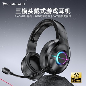 Smail L50 Bluetooth Wireless <b>Gaming</b> Headset Over-ear With RGB <b>Microphone</b> Tri-mode For Pc Ps4 Xbox - Product Image 2