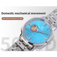 Montre mécanique automatique de luxe pour homme Haiou, style business, aiguilles, étanche 50 bars, verre saphir plat, acier inoxydable 316