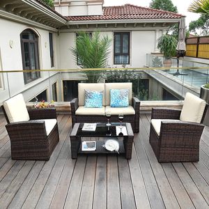 Juego <span class=keywords><strong>de</strong></span> muebles <span class=keywords><strong>de</strong></span> mimbre para exteriores, 4 Uds., juego <span class=keywords><strong>de</strong></span> sofás <span class=keywords><strong>de</strong></span> jardín, sofá <span class=keywords><strong>de</strong></span> ratán para jardín, muebles <span class=keywords><strong>de</strong></span> ratán para exteriores - Product Image 1