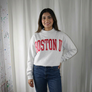 Sweat-shirt d'hiver à capuche et fermeture éclair BOSTON U ASH GREY, 100% coton, respirant, séchage rapide, style vintage, fils fins, coupe classique - Product Image 1